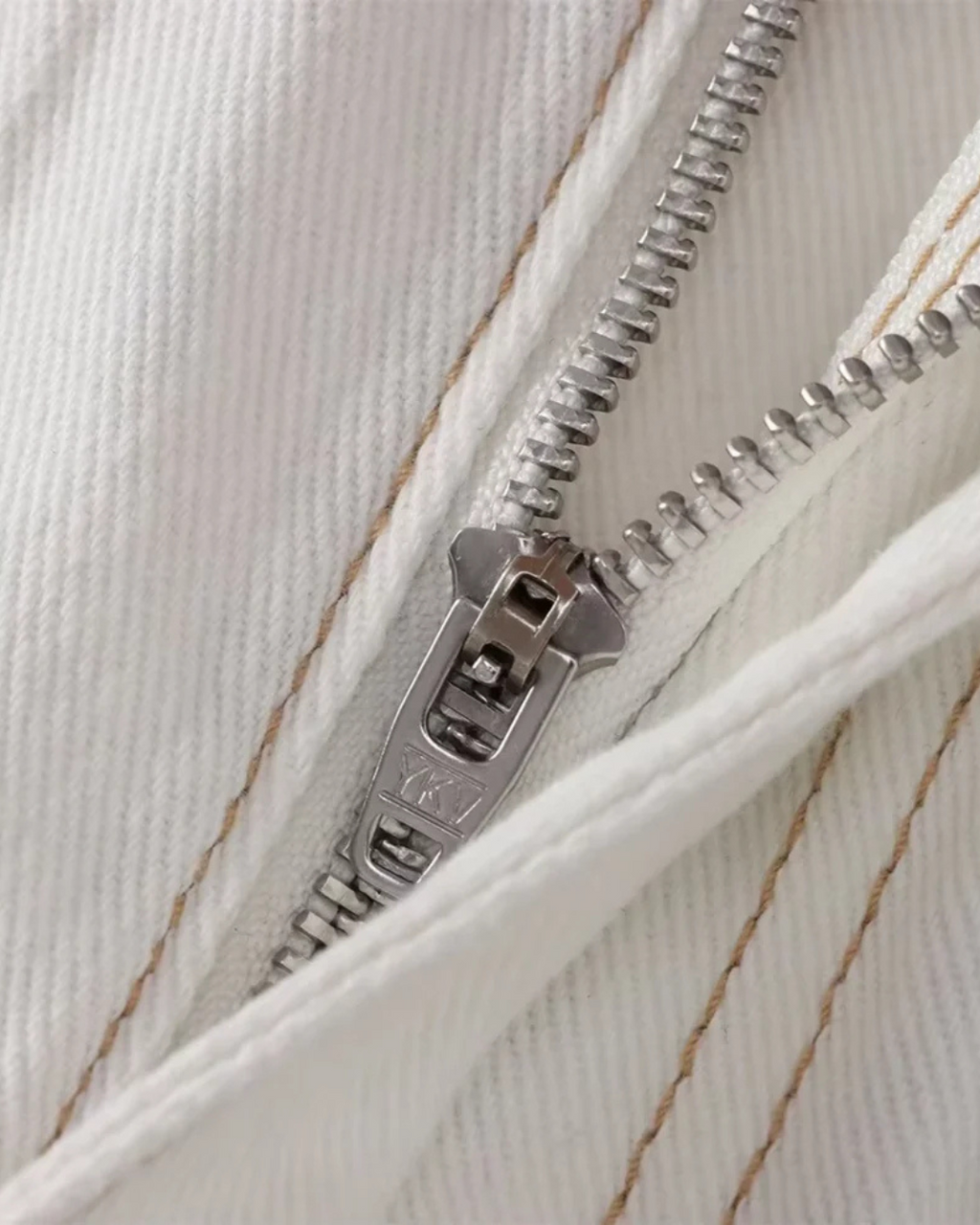 High-Waisted Wide-Turn Hem Denim Jeans in Off-White