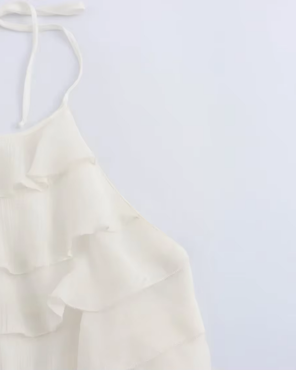 Tiered Ruffled Halter Neck Top in Crisp White