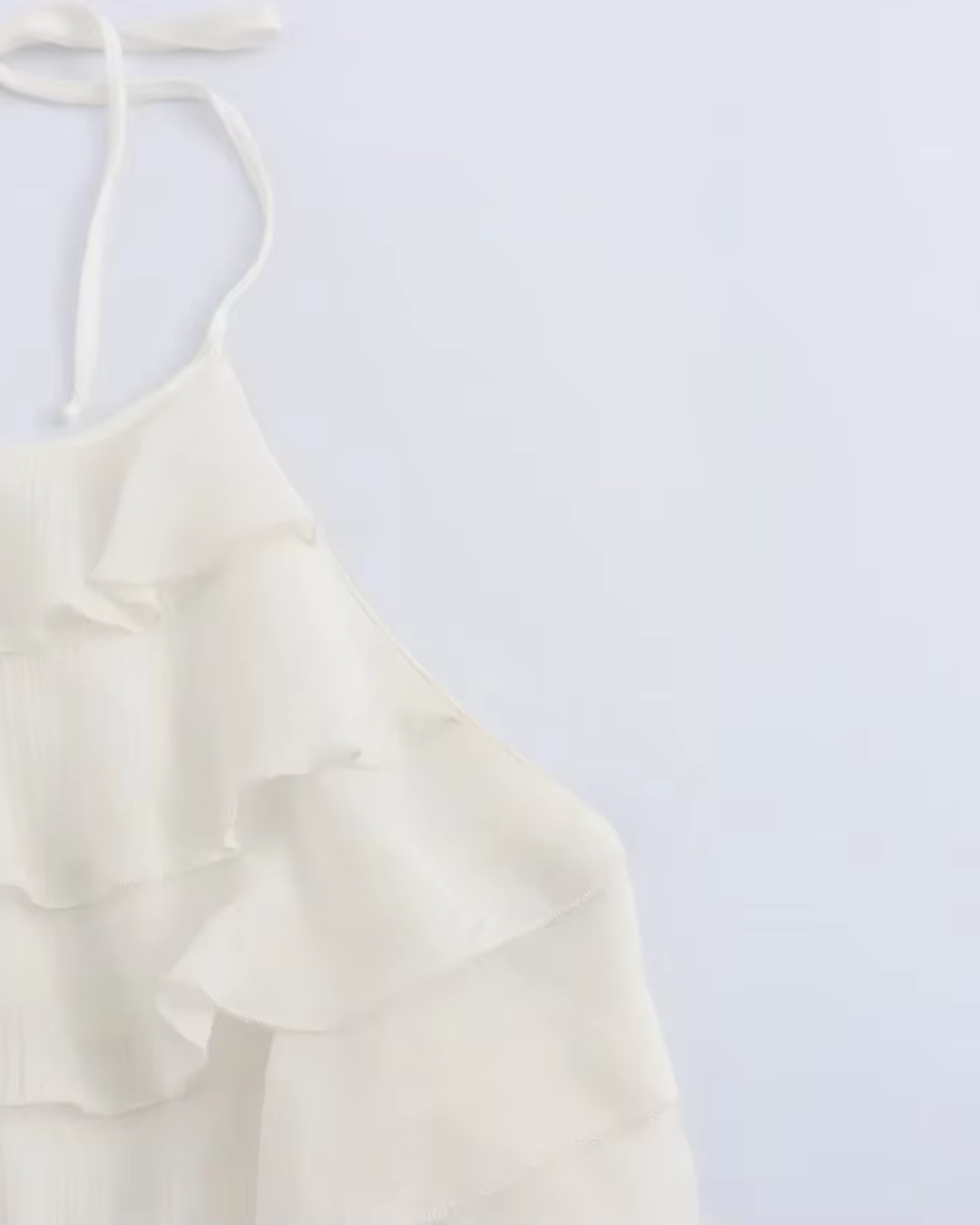 Tiered Ruffled Halter Neck Top in Crisp White