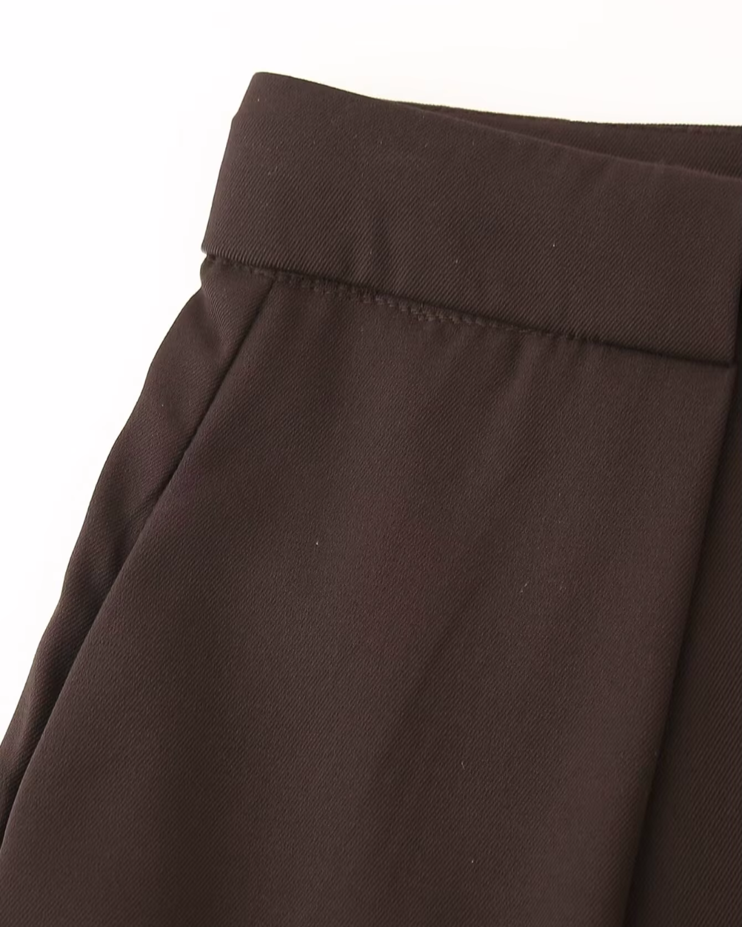 High-Waisted Belted Pleated Wide-Leg Trousers in Dark Brown
