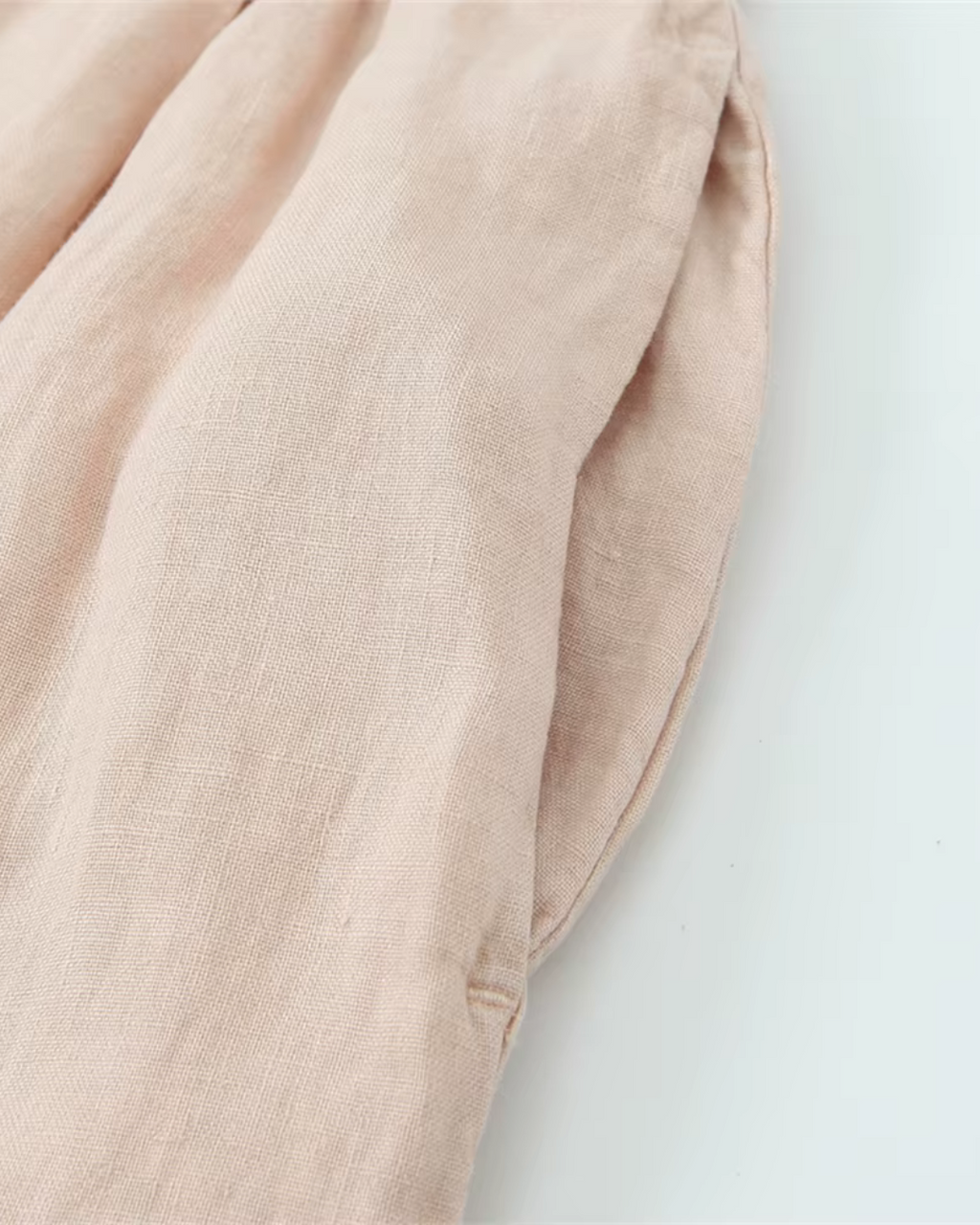 High-Waisted Drawstring Wide-Leg Linen Trousers in Beige
