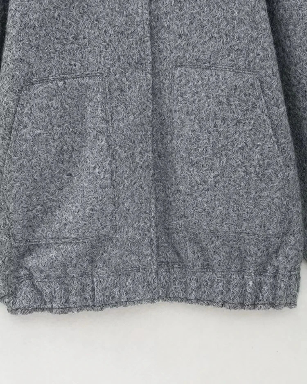 Textured Wool Blend Bomber Jacket with Pockets in Grey