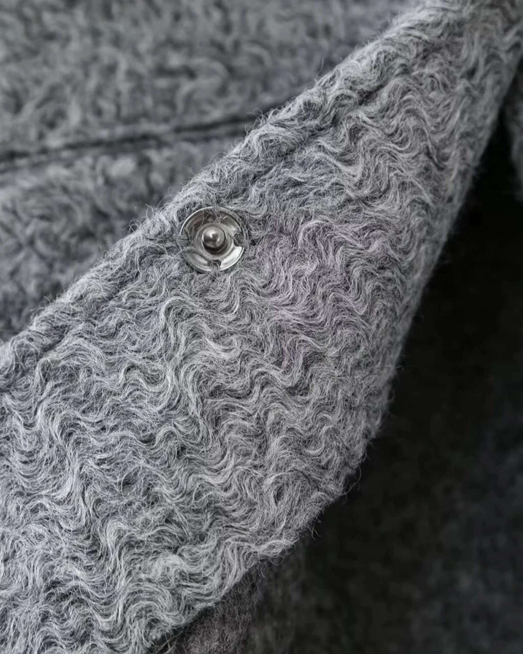 Textured Wool Blend Bomber Jacket with Pockets in Grey