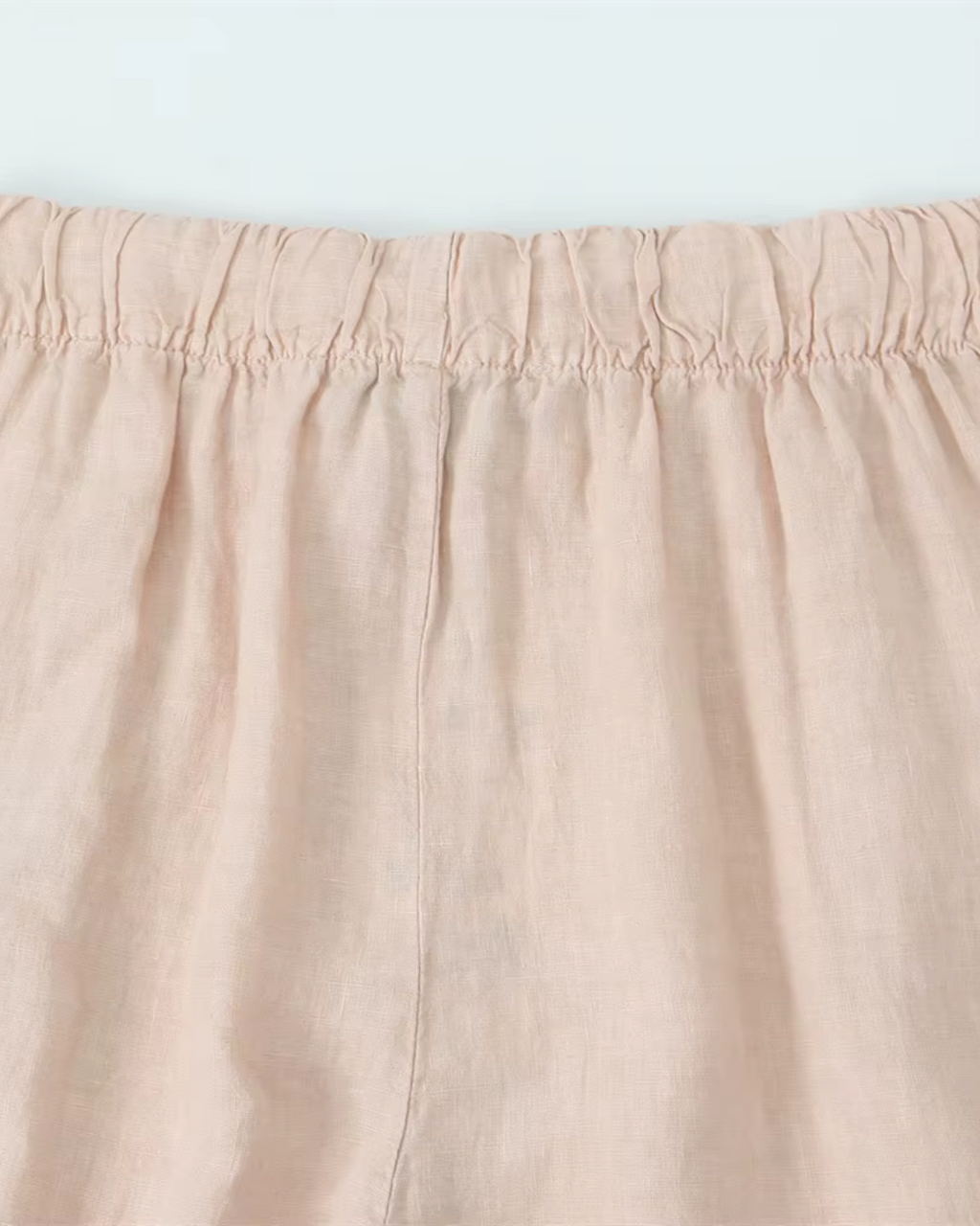 High-Waisted Drawstring Wide-Leg Linen Trousers in Beige