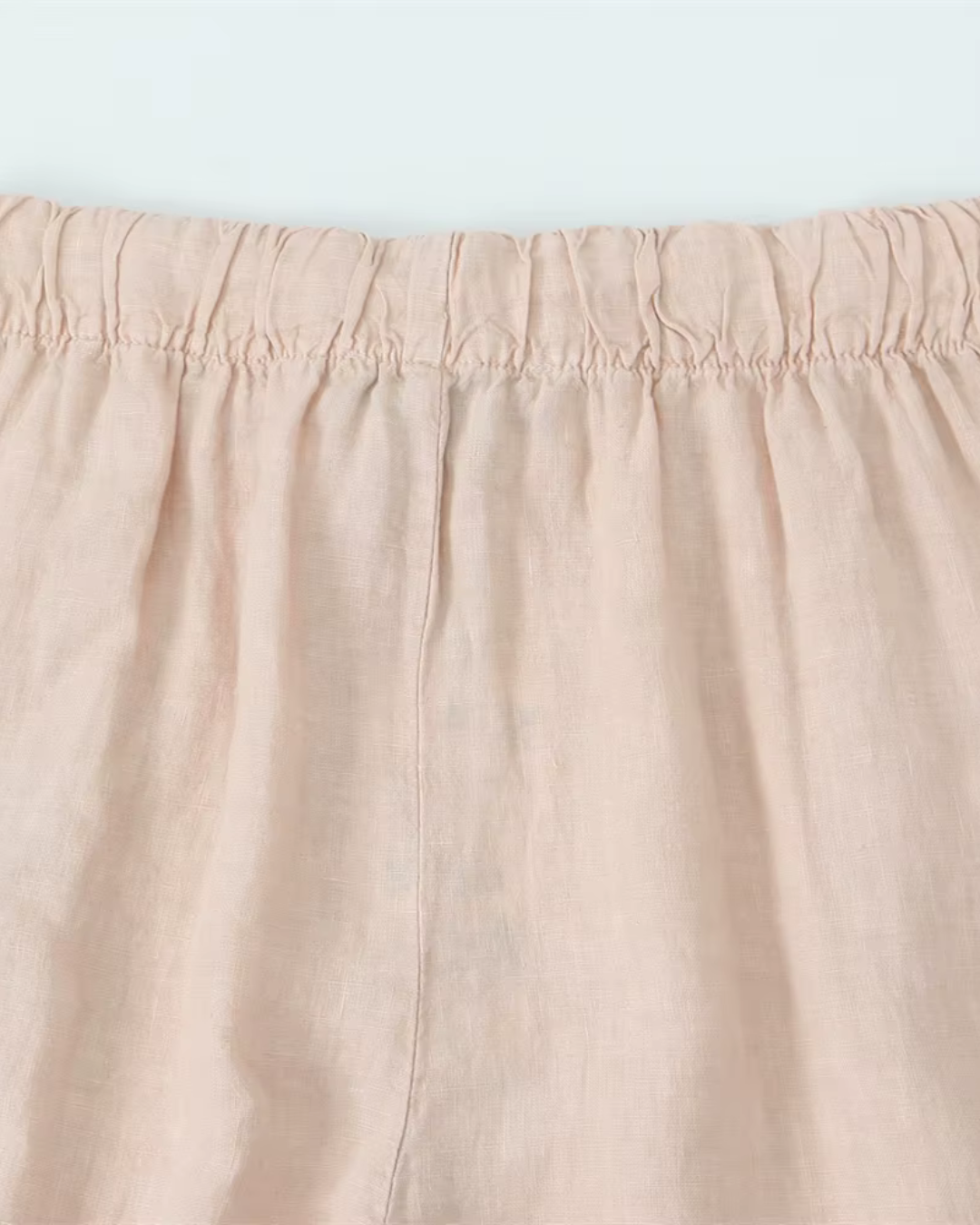 High-Waisted Drawstring Wide-Leg Linen Trousers in Beige
