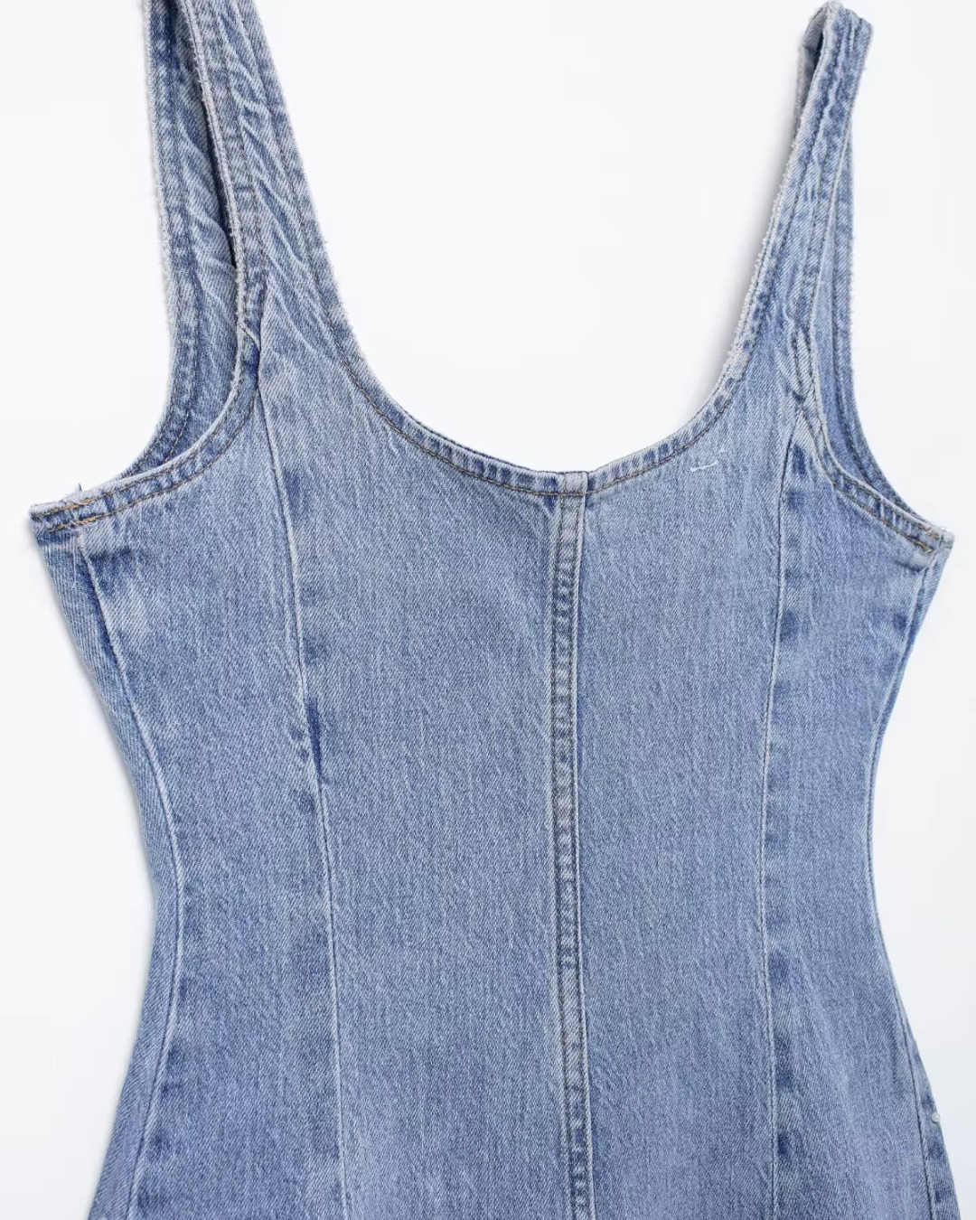 Denim Mouwloze Lange Jurk met Knoopsluiting voor Dames