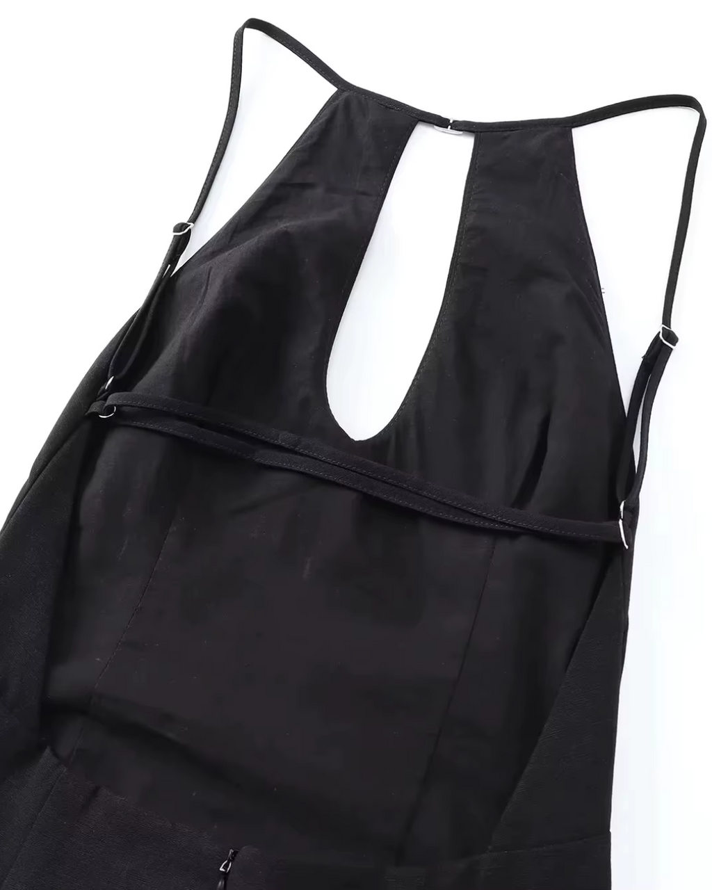 Mouwloze Open Rug Zwarte Halter Mini Jurk voor Dames