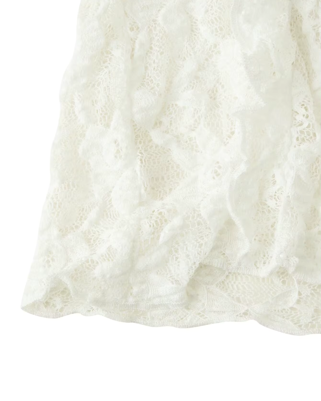 Sheer Floral Lace Ruffled Tie-Front Top in Off-White