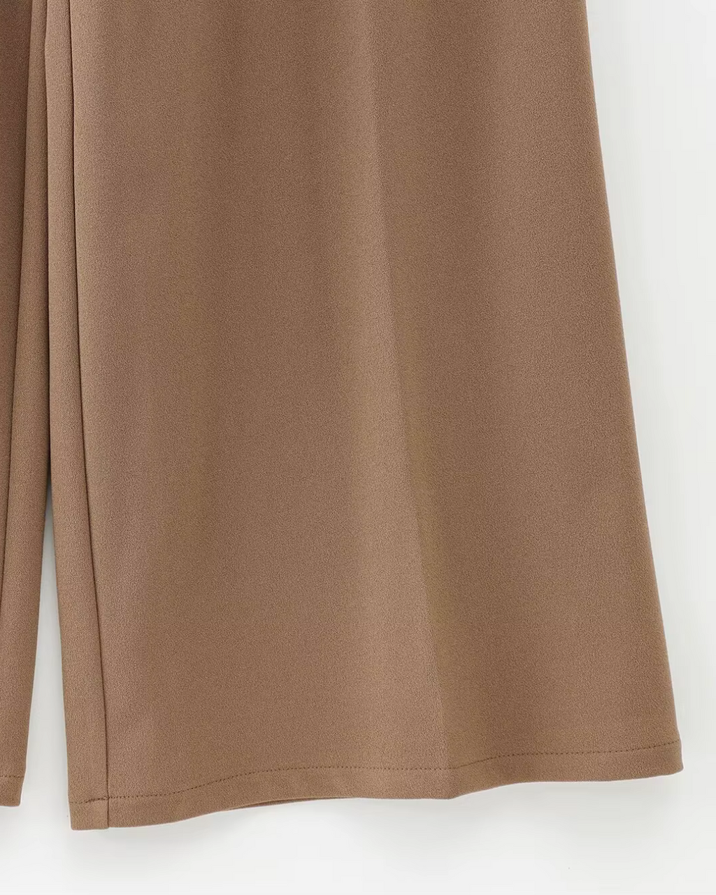 High-Waisted Belted Pleated Wide-Leg Trousers in Camel