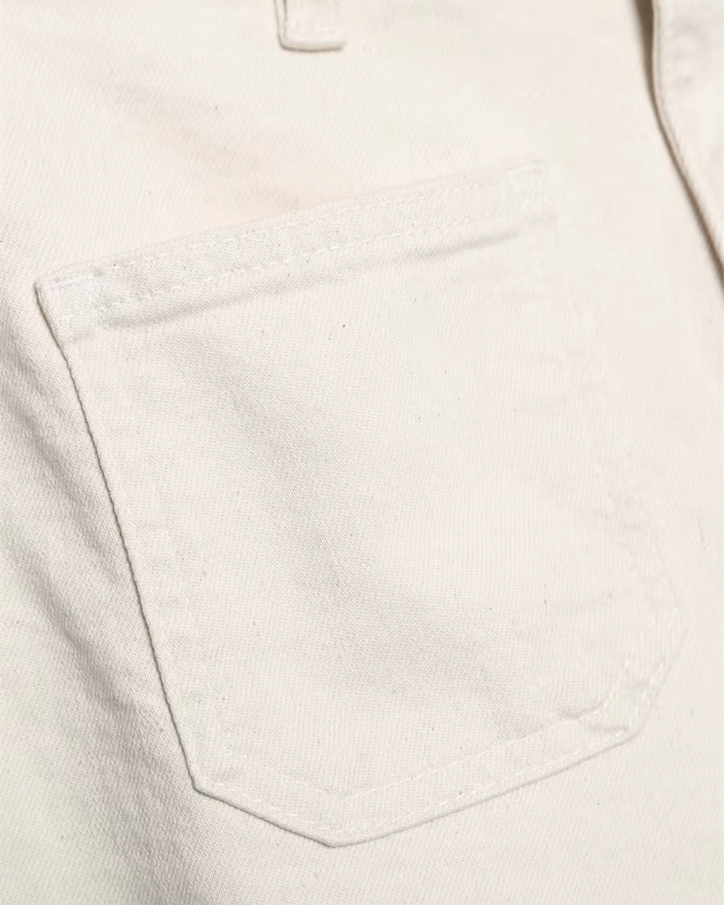 High-Waisted Patch Pocket Wide-Leg Trousers in Cream Off-White