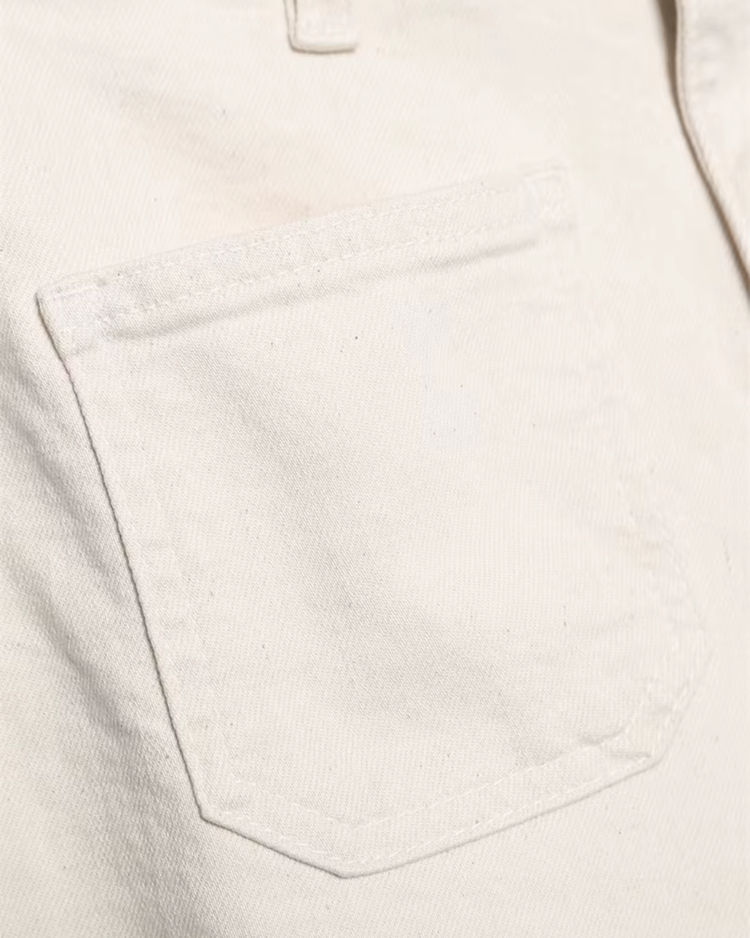 High-Waisted Patch Pocket Wide-Leg Trousers in Cream Off-White
