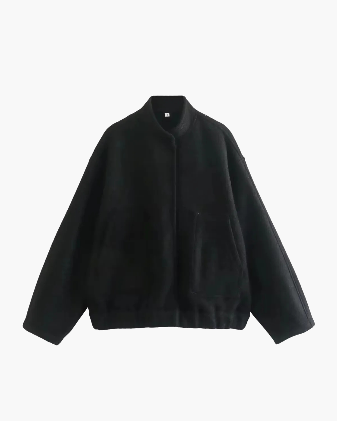 Textured Wool Blend Bomber Jacket with Pockets in Grey