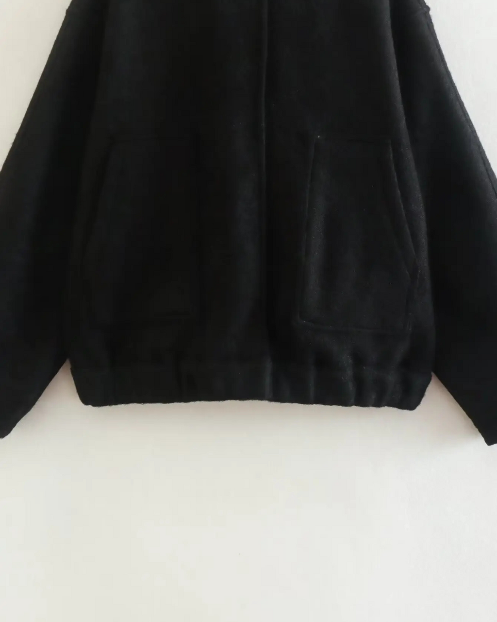 Textured Wool Blend Bomber Jacket with Pockets in Grey