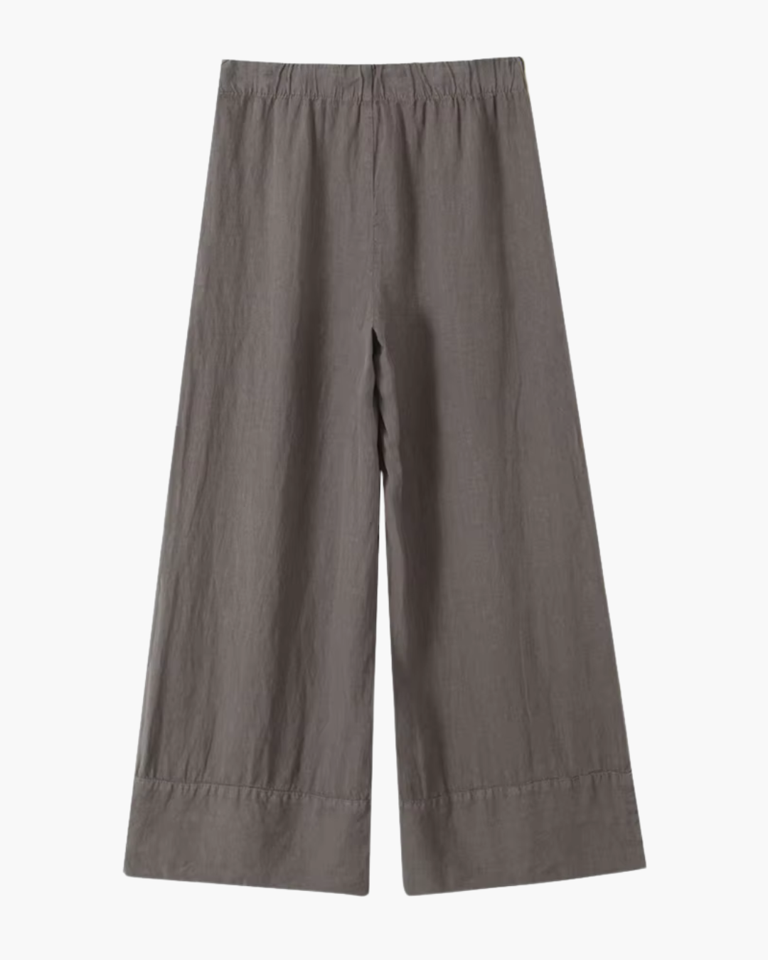 High-Waisted Drawstring Wide-Leg Linen Trousers in Beige